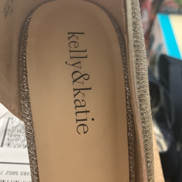 Silver and Gold Shimmery Open Toe Pumps - Picture 5 of 6